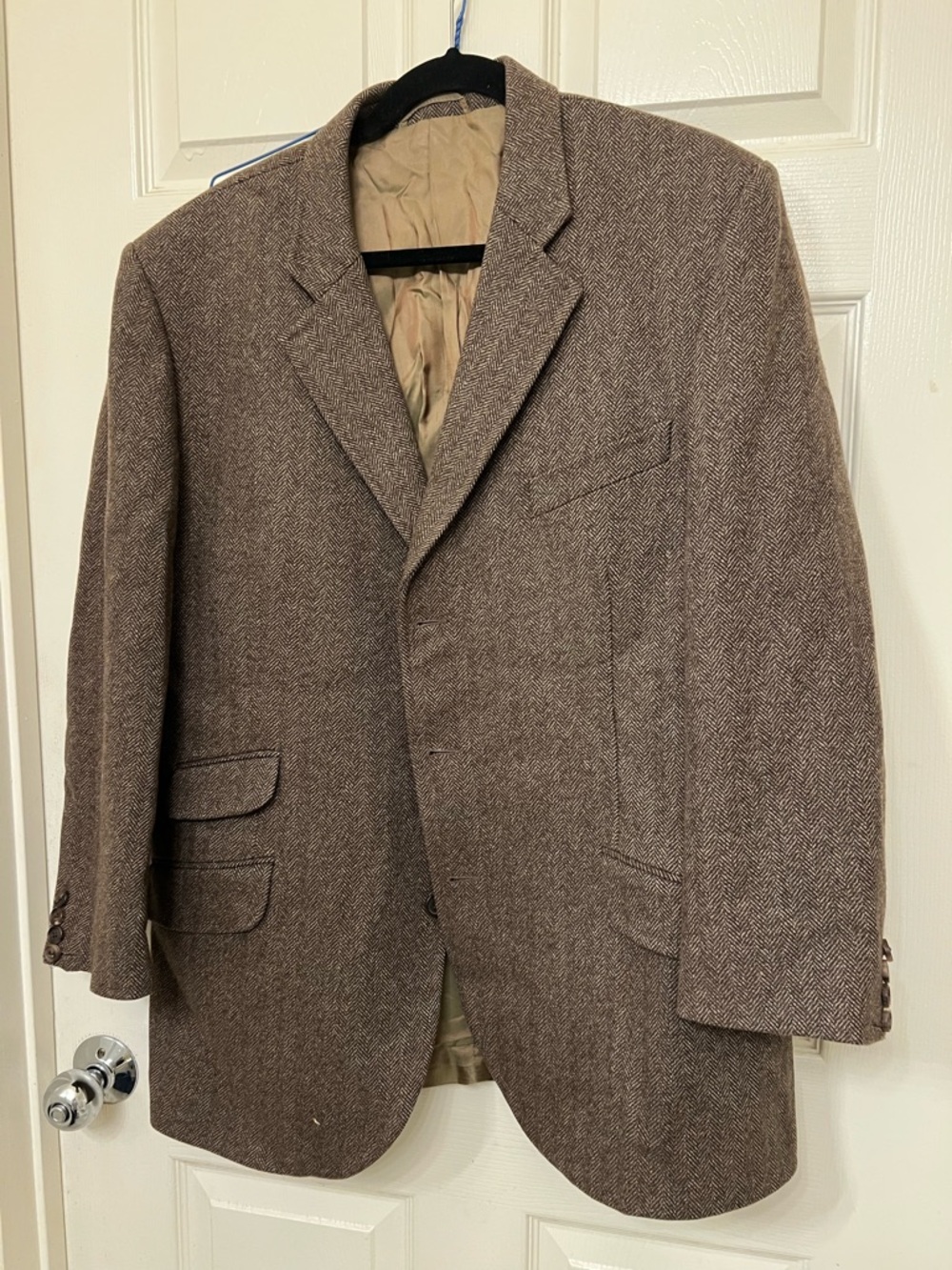 Purdey- Men's Brown Herringbone Wool Blazer